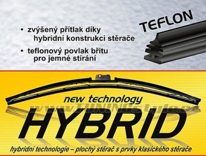 Stěrač HYBRID  380mm + 11 adaptérů TEFLON