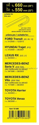 Stěrače FLAT SET (HOOK) 660+550mm