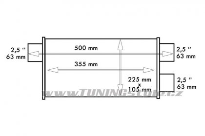 Střední díl výfuku  TurboWorks LT 304SS side 2,5