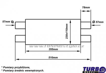 Střední díl výfuku TurboWorks LT-02 Dual 2,25