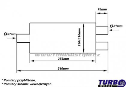 Střední díl výfuku TurboWorks LT-07 Center 2,25