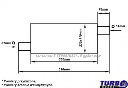 Střední díl výfuku TurboWorks LT-08 Offset 2