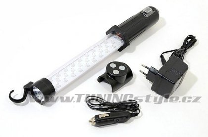 Svítilna montážní 27+7LED nabíjecí 12/220V s magnetem