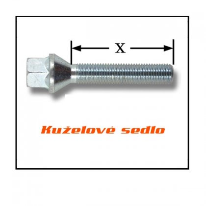 Šrouby dlouhé M12x1,5 - 30mm kuželové sedlo