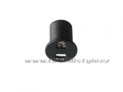 USB zásuvka 12 / 24V 2xUSB 4,2A, 1xLED