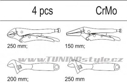 Vložka do zásuvky - 2x klíč nastavitelný 200/250mm, 2x kleště samosvorné 250/125mm