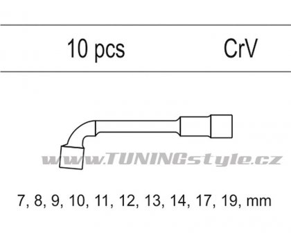 Vložka do zásuvky - klíče nástrčné 7-19mm, 10ks CrV