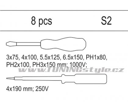 Vložka do zásuvky - sada šroubováků elektrikářských, 1000V, 8ks