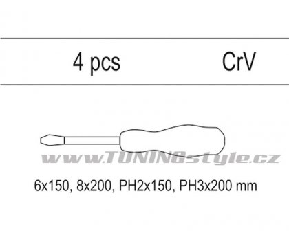 Vložka do zásuvky - sada šroubováků s úderným koncem, 4ks