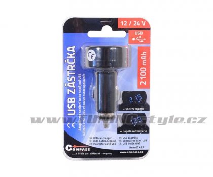 Zástrčka MULTI - USB, voltmetr, teploměr