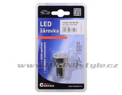 Žárovka 12LED 12V Ba15s bílá