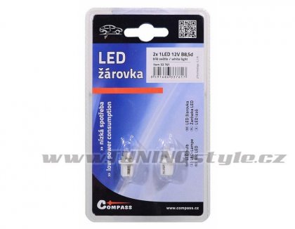 Žárovka 1LED 12V  B8,5d  bílá 2ks