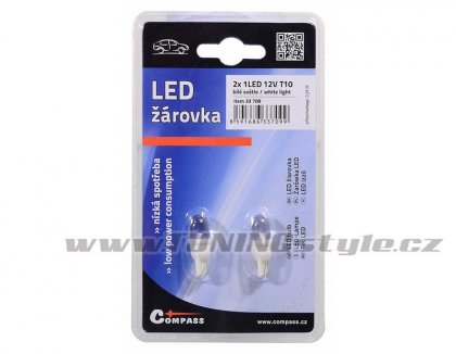 Žárovka 1LED 12V  T10  bílá  2ks