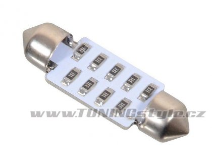 Žárovka 27 SMD LED 12V suf. SV8.5 38mm bílá