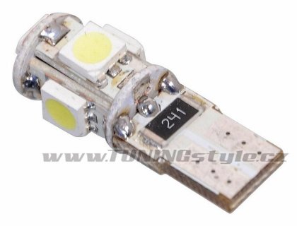 Žárovka 5 SMD LED 12V T10 s rezistorem CAN-BUS ready bílá