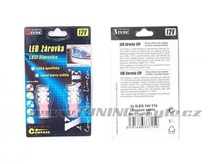 Žárovka 9 SUPER LED 12V  T10  červená 2ks