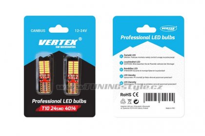 Žárovka LED VERTEX CANBUS 24SMD 4014 T10e (W5W) white 12V/24V (2ks)