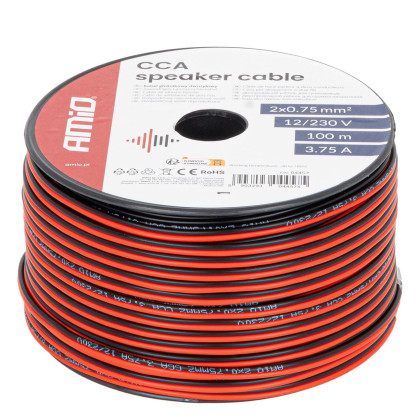 Dvojvodičový reproduktorový vodič CCA 2x0.75mm2 100m 3.75A AMIO-04457