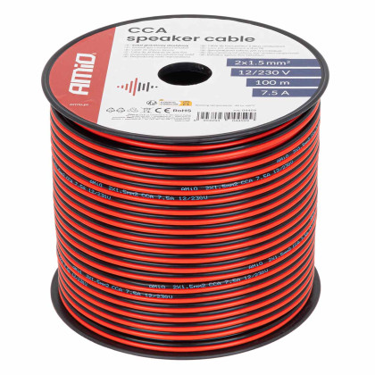 Dvojvodičový reproduktorový vodič CCA 2x1.5mm2 100m 7.5A AMIO-04459