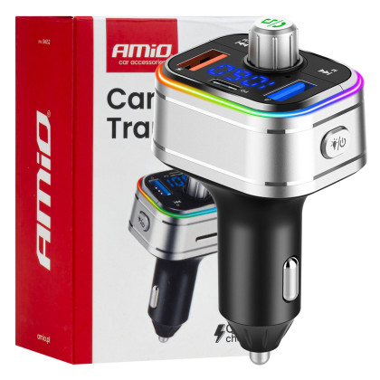 FM transmitter 1×USB-C microSD 12V 24V AMIO-04652
