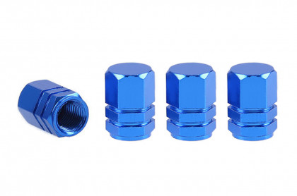Hliníkové čepičky na ventil modré 4 ks