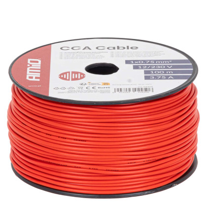 Jednožilový reproduktorový vodič CCA 1x0.75mm2 100m 3.75A 12/230V AMIO-04450
