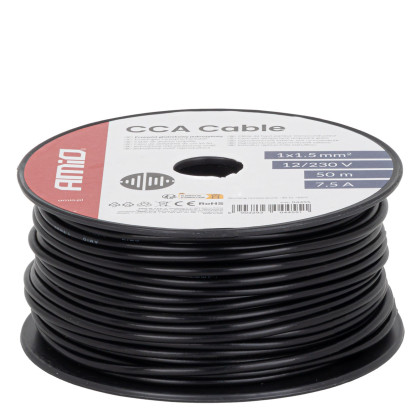 Jednožilový reproduktorový vodič CCA 1x1.5mm2 50m 7.5A 12/230V AMIO-04455