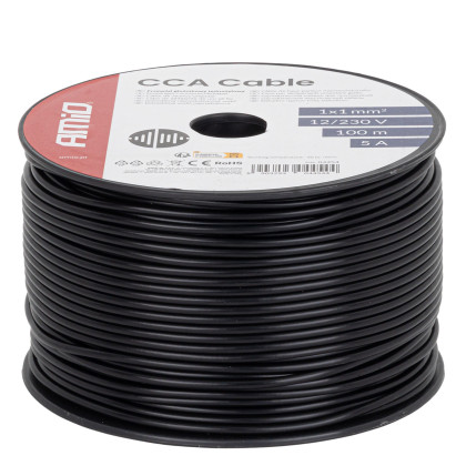 Jednožilový reproduktorový vodič CCA 1x1mm2 100m 5A 12/230V AMIO-04454