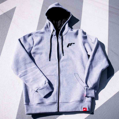 JR Unisex Zip Hoodie Logo Light Grey Size L