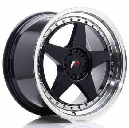 JR Wheels JR6 15x7 ET35 4x100 Gloss Black w/Machined Lip