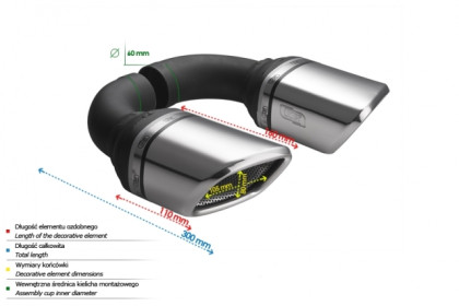 Koncovka výfuku přesná k přivaření VW Touareg 02-12 duplex 105x80mm