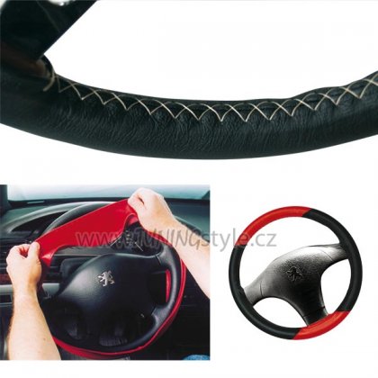 Kožený potah volantu černý 38-40