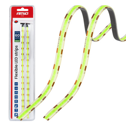 LED pásky COB do auta zelené 2x30cm 12V AMIO-04573