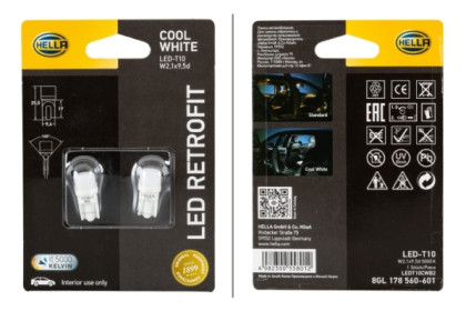 LED žárovka HELLA W5W WHITE 5000K 12V (2ks)