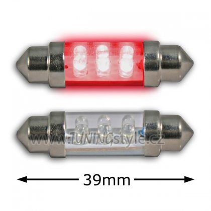 LED žárovka Sufit červená 39mm 6 LED