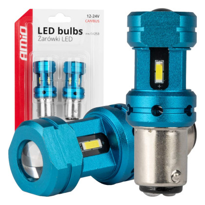 LED žárovky CANBUS 1157 BAY15D P21/5W 4SMD 1860 White 12V 24V AMIO-04253