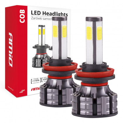 LED žárovky hlavního svícení COB 4Side H8/H9/H11 AMiO