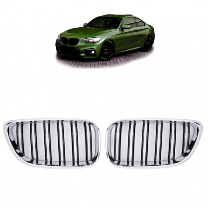 Maska - ledvinky BMW 2 (F22) Coupe (F23) Cabrio 2013-2021 M Style - chrom / černé lesklé