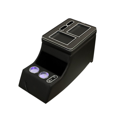 Multifunkční středová konzole pro Mercedes Vito W639 2003-2014 s úložným prostorem, USB, 12V podsvícená, černá/chrom