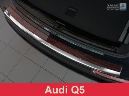 Nerezová ochranná lišta zadního nárazníku Audi SQ5 s červeným karbonem lesklá 2013-2016