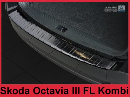 Nerezová ochranná lišta zadního nárazníku Škoda Octavia III FL Kombi grafitová lesklá