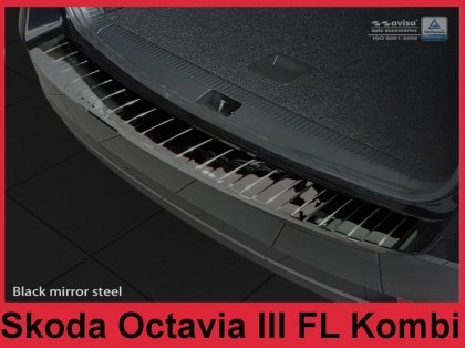 Nerezová ochranná lišta zadního nárazníku Škoda Octavia III Kombi černá lesklá