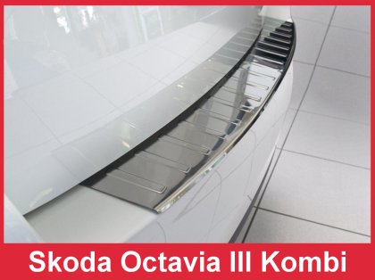 Nerezová Ochranná lišta zadního nárazníku Škoda Octavia III Kombi chromová s prolisem