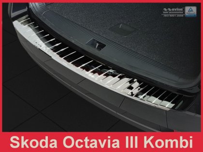 Nerezová ochranná lišta zadního nárazníku Škoda Octavia III Kombi Leštěná