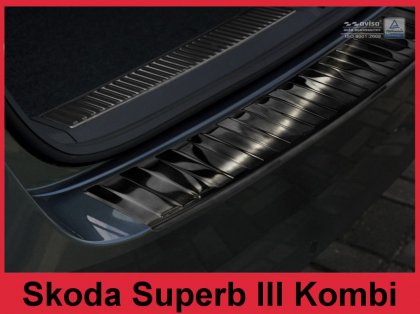 Nerezová ochranná lišta zadního nárazníku Škoda Superb III kombi 15- grafitová