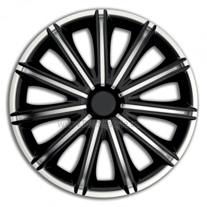 Ozdobné kryty kol, poklice 13&quot; 4racing NERO SILVER/BLACK 4ks