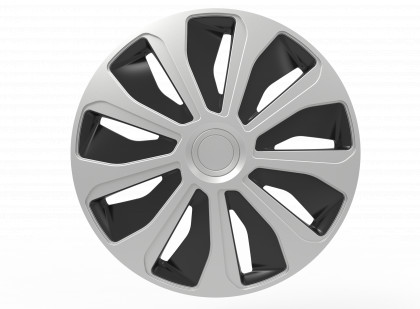 Ozdobné kryty kol, poklice 14" 4Racing PLATIN SILVER BLACK 4ks