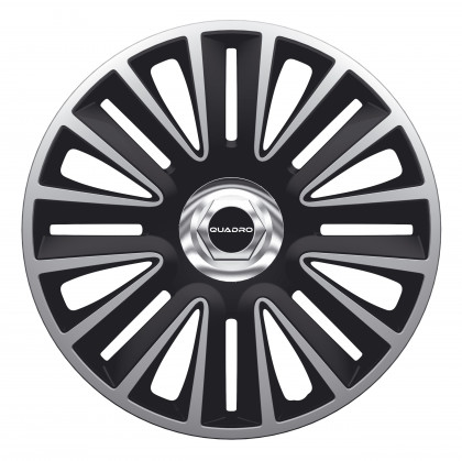 Ozdobné kryty kol, poklice 14" QUADRO PRO SILVER BLACK 4ks