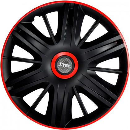 Ozdobné kryty kol, poklice 15" MAXIMUS BLACK RED 4ks