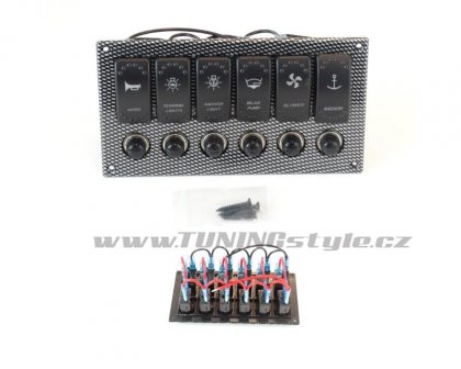 Panel přepínačů 12/24V x6 IP68